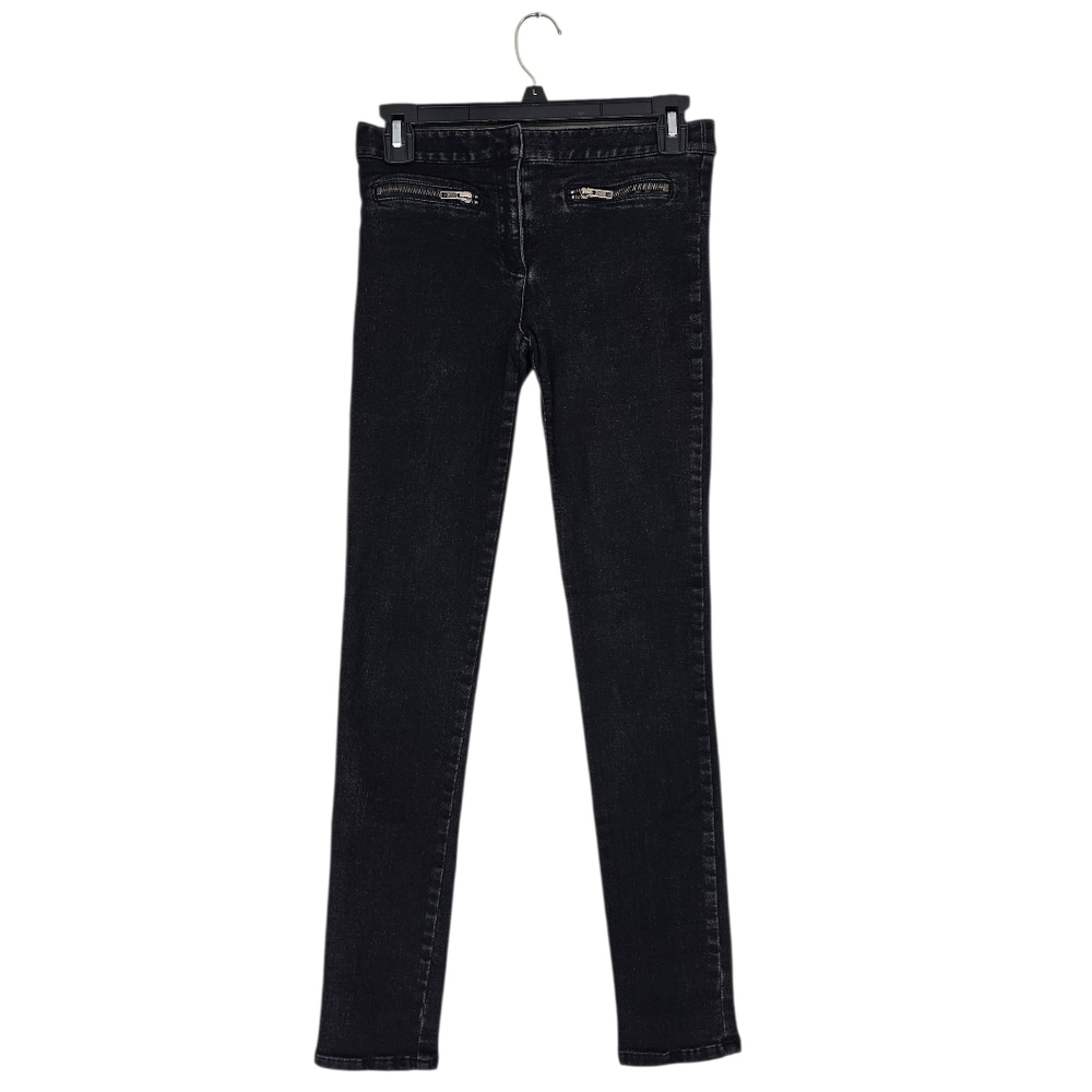 Veronica Beard High Rise Super Skinny‎ Moto Y2K Zipper Black Jeans 2 Preowned